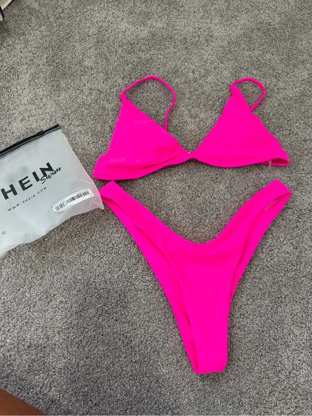 SHEIN hot pink bikini set swimsuit pcs Large